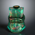 Ancient Metal Weapon Breastplate With Green And Red Rusted Surface Design
