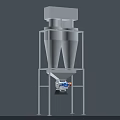 Industrial Cyclone Separator With Dual Cone Metal Frame Square Top Inlet And Bottom Outlet