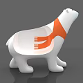 Cute Polar Bear Shaped Children's Chair with White Body and Orange Scarf Design