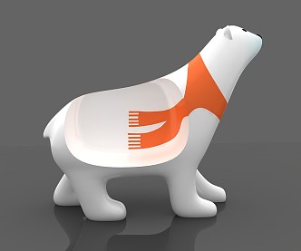 Modern Children's Chair Polar Bear Seat 3d model