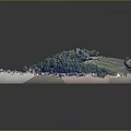 Detailed 3D Model of Village with Trees and Castle on Hilltop