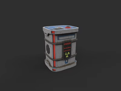 Radioactive Metal Barrel With Danger Sign And Red Blue Stripes 3d model