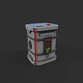 Radioactive Metal Barrel With Danger Sign And Red Blue Stripes