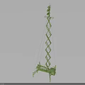 Green Aerial Work Platform With Telescopic Tower And Mobile Base Structure 3d model