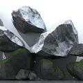 Natural Stone and Wood Display With Various Sizes Mossy Textures and Rustic Logs