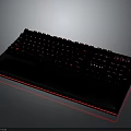 Black Mechanical Gaming Keyboard With Red Backlight And Wrist Rest Design