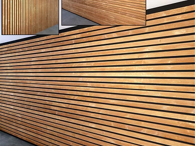 Elegant Modern Wooden Wall Decor With Horizontal Striped Panels Design 3d model