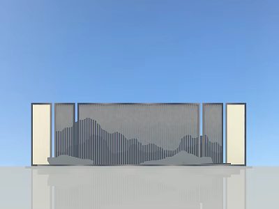 Modern Feature Wall With Slatted Mountain Pattern And Blue Sky Background 3d model