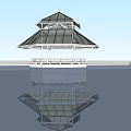 Geometric Glass Roof Structure With Metal Frame Support And Multi Layered Architectural Design