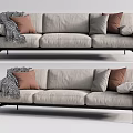 Modern three-seat sofa multiplayer sofa 3d model