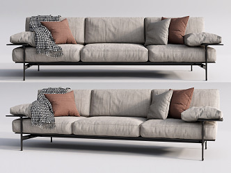 Modern three-seat sofa multiplayer sofa 3d model