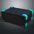 Black Computer Case with Turquoise Protective Corners and Sleek Modern Design