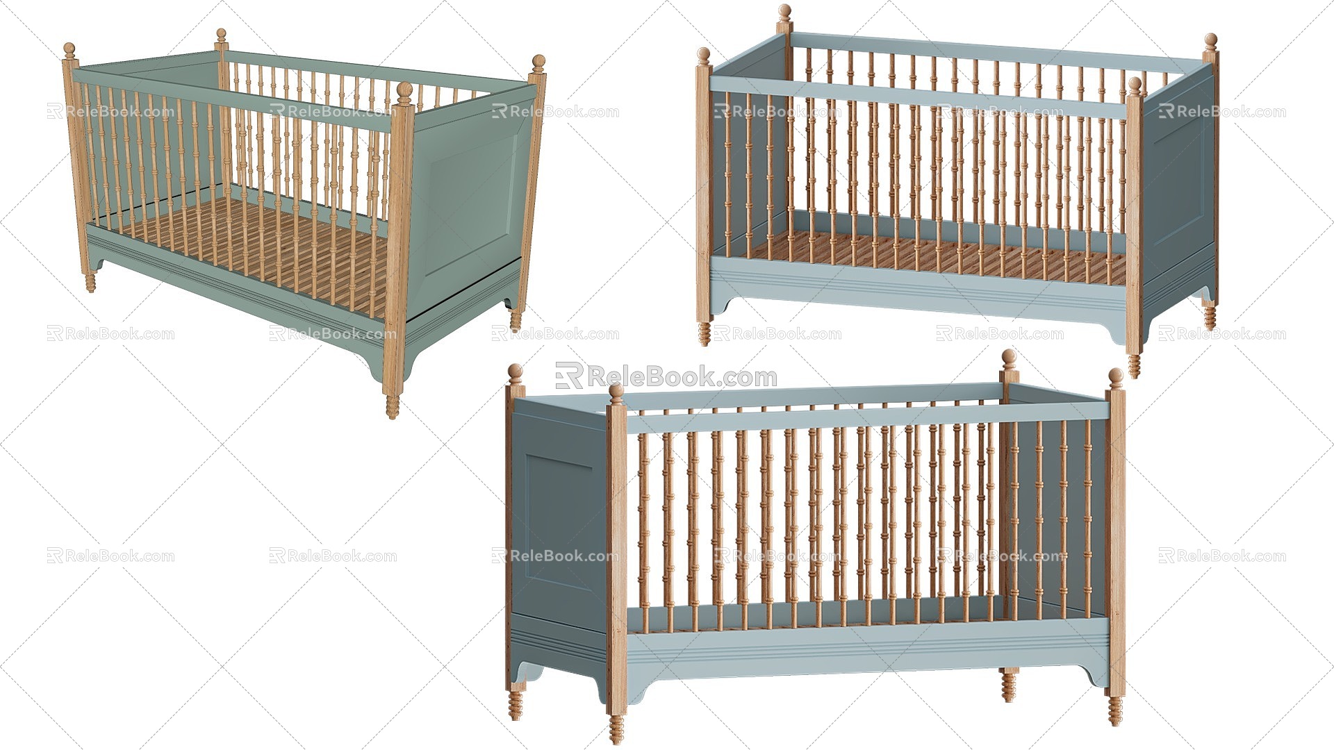 Crib Frame Bed Wooden Children's Bed Modern Children's Bed Wooden Bed 3d model