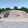 Ancient Circular Stone Architecture With Stone Steps And Lion Statues Surrounded By Trees And Lawns