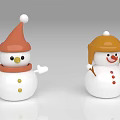Cute Snowman Figurines With Orange And Brown Hats White Bodies And Smiling Faces