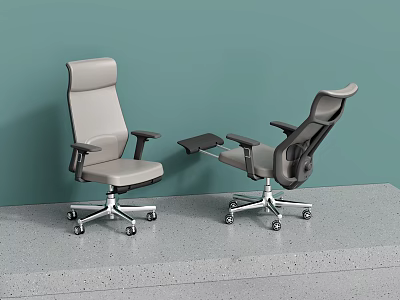 Grey Modern Ergonomic Office Chair With Adjustable Recline And Swivel Wheels 3d model