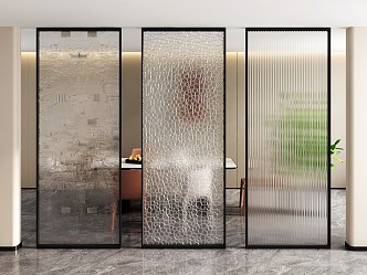 Modern Glass Partition Screen Partition Frosted Glass Partition Changhong Glass Partition 3d model