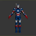 Red And Blue Armored Superhero Figure With Star Emblem And Backpack
