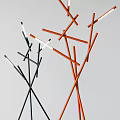 Modern Artistic Floor Lamps With Crossed Poles Black and Orange Design