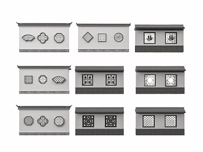 Chinese Garden Hollow Window View Wall Straight Courtyard View Wall Courtyard Hollow 3d model