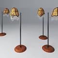Modern Floor Lamps With Wooden Base Metal Pole And Patterned Lampshade Design