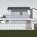 Modern Detached Villa Featuring White Exterior Large Windows Glass Balcony Railing Lawn And Mountain View