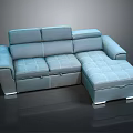 Modern Light Blue Sectional Sofa With Multiple Seats Cushions And Metal Legs