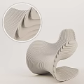 Modern Wooden Single Chair With Curved Wavy Design And Natural Wood Grain
