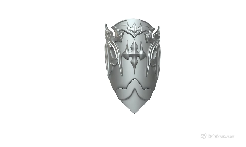 Medieval Fantasy Silver Shield With Ornate Metal Design And Intricate Carvings 3d model 