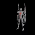 Game and Movie Character with Winged Monster Design Red Glowing Core and Mythic Style