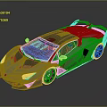 Modern Sleek Gray Sports Car With Red Accents Aerodynamic Design And Rear Spoiler