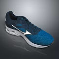 Navy Blue Mesh Upper Running Sneakers With White Sole And Accent Design