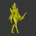 Elegant Game Character With Long Golden Hair Ornate Hat Gold White Outfit And Golden Staff