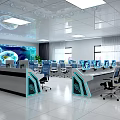Modern monitoring room bow technology console data laboratory monitoring center 3d model