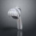 Game and Movie Character Hairstyle Design With Long White Hair Ponytail And Bangs