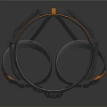 Ergonomic Support Equipment With Circular Mesh Top Black Orange Accents Straps And Support Legs