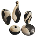 Black And White Ceramic Vessels With Abstract Patterns And Unique Artistic Shapes 3d model