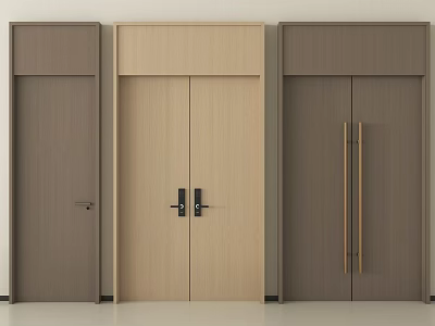 Modern Interior Design Wooden Double Doors With Light And Dark Wood Tones 3d model