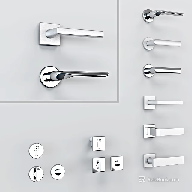 Stainless Steel Door Handles With Modern Design And Various Styles For Home 3d model 
