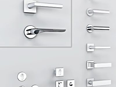 Stainless Steel Door Handles With Modern Design And Various Styles For Home 3d model