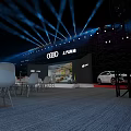 SAIC Audi Car Show Event With Stage Lighting White Car Backdrop And Chairs