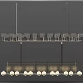 Elegant Modern Linear Chandelier Design With Metal Frame And Spherical Lights 3d model