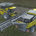Modern Yellow Combine Harvesters With Large Header For Efficient Crop Harvesting 3d model