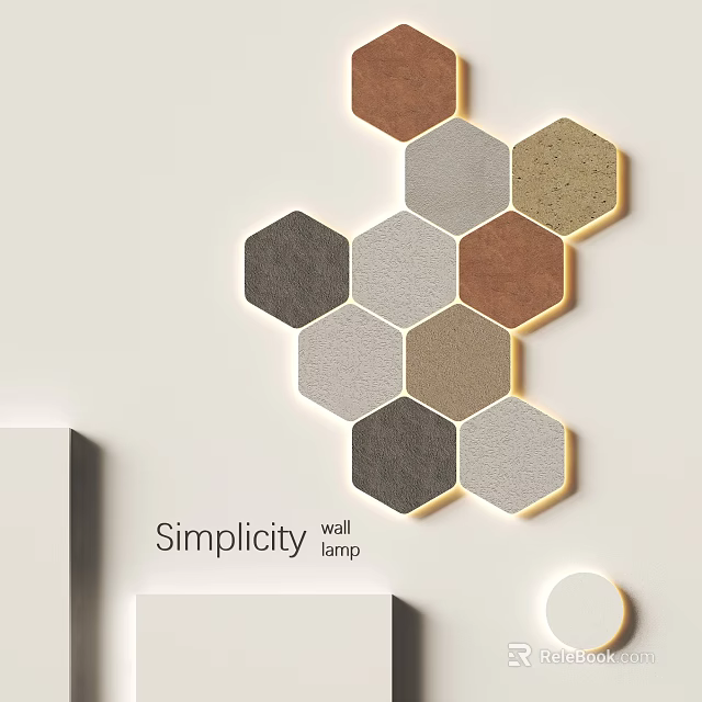 Simplicity Abstract Wall Lamp With Hexagonal Multicolor Panels And Warm Light For Modern Interior 3d model 