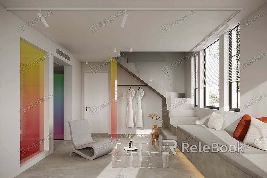 Modern leisure room two-story colorful suite model