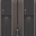 Wooden Double Doors With Glass Panel In Elevator Interior Area Design 3d model