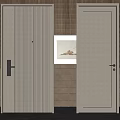 White Modern Swing Doors With Paneled And Smooth Surface Designs On Tiled Wall Background