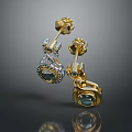 Elegant Gold Earrings With Blue Gemstones And Sparkling Diamond Accents Design