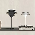 Black and White Modern Table Lamps with Layered Shade Design for Home Living Decor
