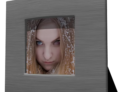 Sleek Gray Metal Photo Frame Displaying Snowy Portrait Picture For Home Decor 3d model